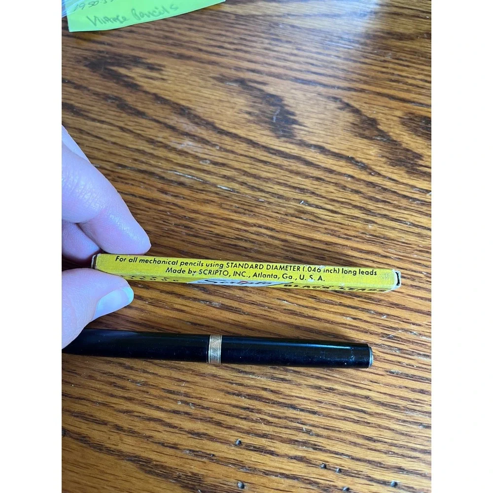 Vintage Scripto Black Mechanical‎ Pencil & Long Lead Refills
